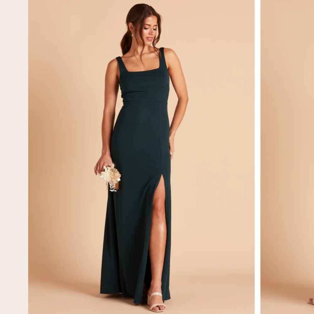 Birdie, Gray bridesmaids dress.